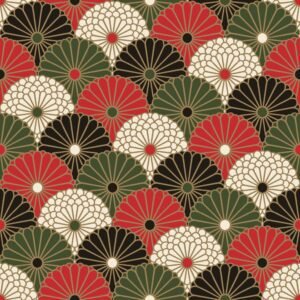 Percal de algodón flor japonesa roja