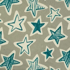 French Terry gris con estrellas verdes y blancas