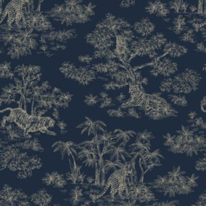 percal Toile de Jouy azul índigo