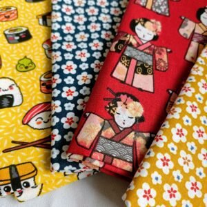 Pack de fat quarter kokeshi y sushi