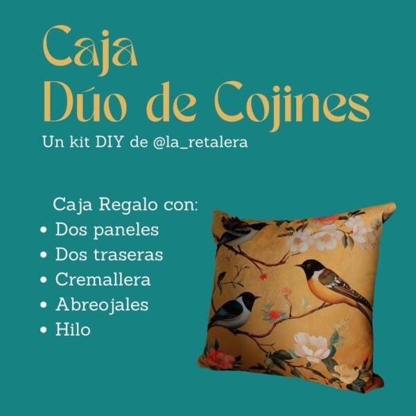 Caja Dúo de cojines Aves sobre Dorado - Imagen 3