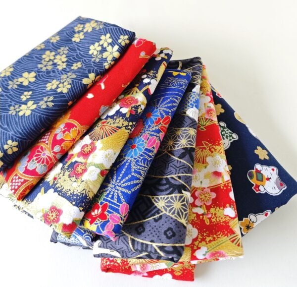 Pack de 7 fat quarter de telas japonesas Jardín Imperial - Imagen 4