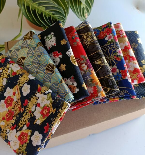 Set de 8 fat quarter de telas japonesas Jardín Imperial - Imagen 2