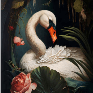 panel de terciopelo cisne vintage