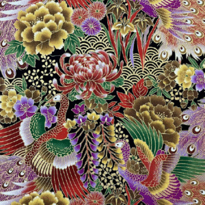 Percal de estilo japonés Hoshi pavo real morado