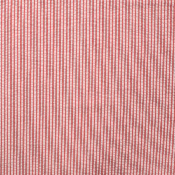 Seersucker mil rayas blanco y rojo - Imagen 4