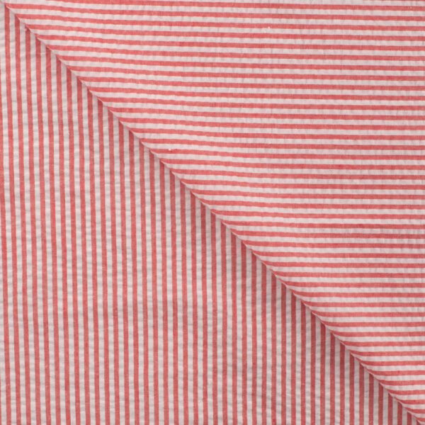 Seersucker mil rayas blanco y rojo