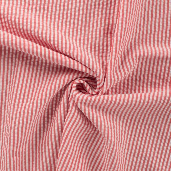 Seersucker mil rayas blanco y rojo - Imagen 3