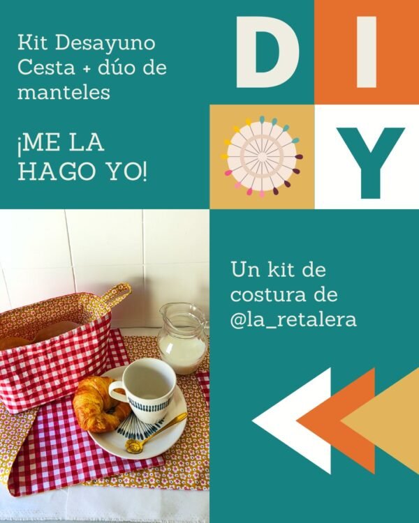 Caja Kit Cesta Panera y dúo de manteles reversibles
