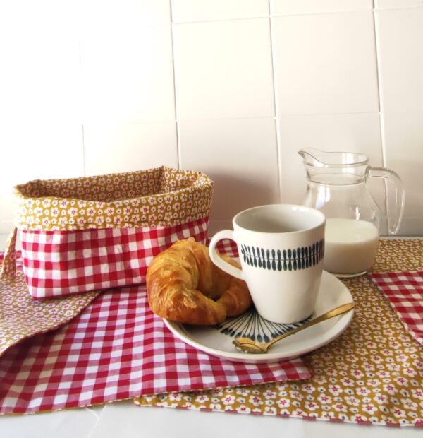 Kit de costura DIY para coser una cesta de tela y manteles
