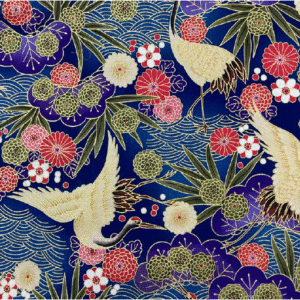 Percal de estilo japonés Misaki garzas azul cobalto