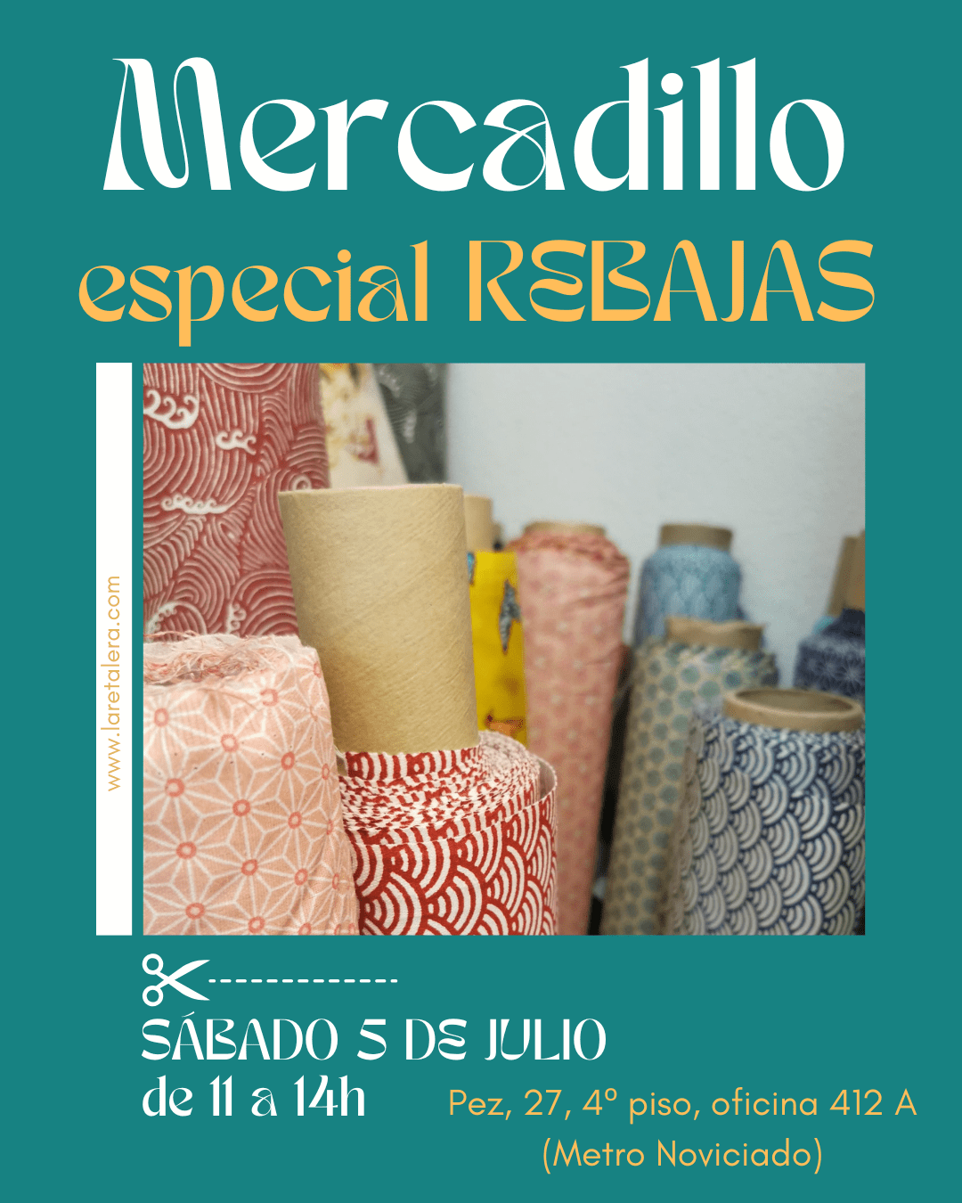 Mercadillo de telas y mercería en Madrid en La Retalera