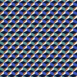 Bengalina de cuadros op art azulón