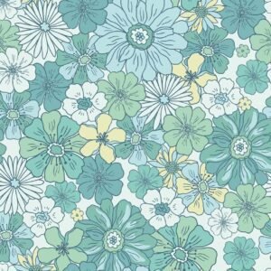 Punto waffle de flores retro azul