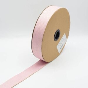 cinta de algodón con lúrex 40 mms rosa bebé