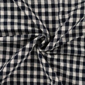 Seersucker cuadros azul marino y blanco