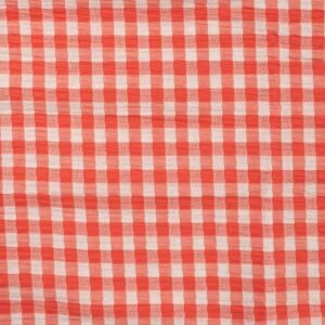 Seersucker cuadros rojo coral y blanco