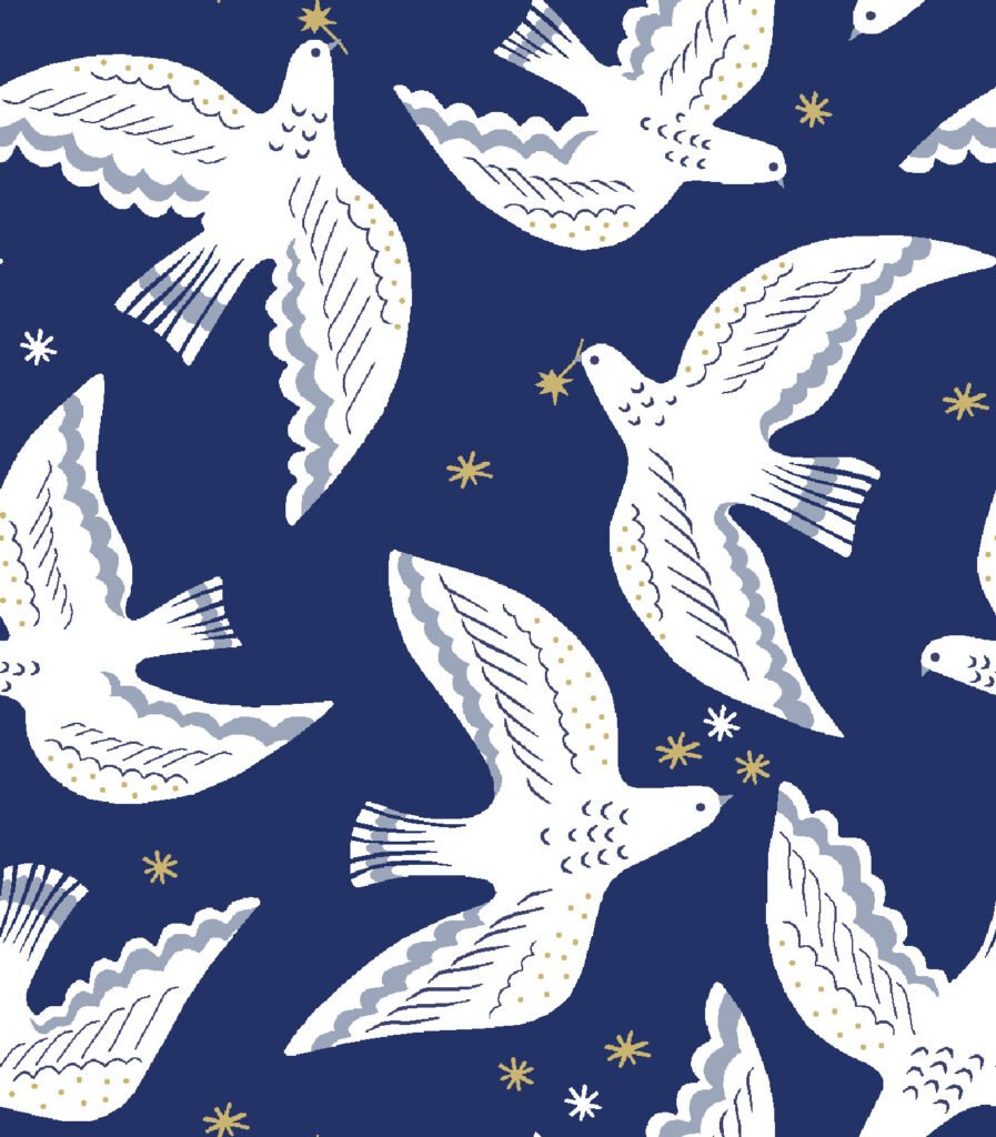 tela de pájaros azul azul marino