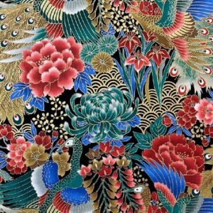 Percal de estilo japonés Hoshi pavo real esmeralda