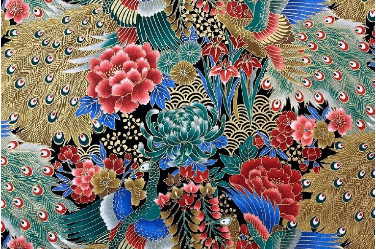 tela japonesa de pavo real