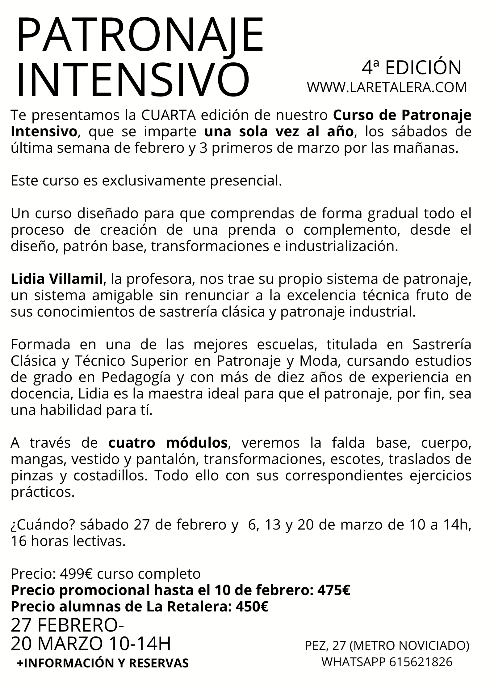 curso de patronaje intensivo en Malasaña