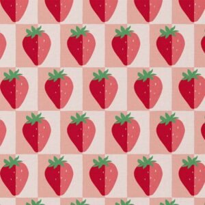 tela de algodón con cuadros y fresas
