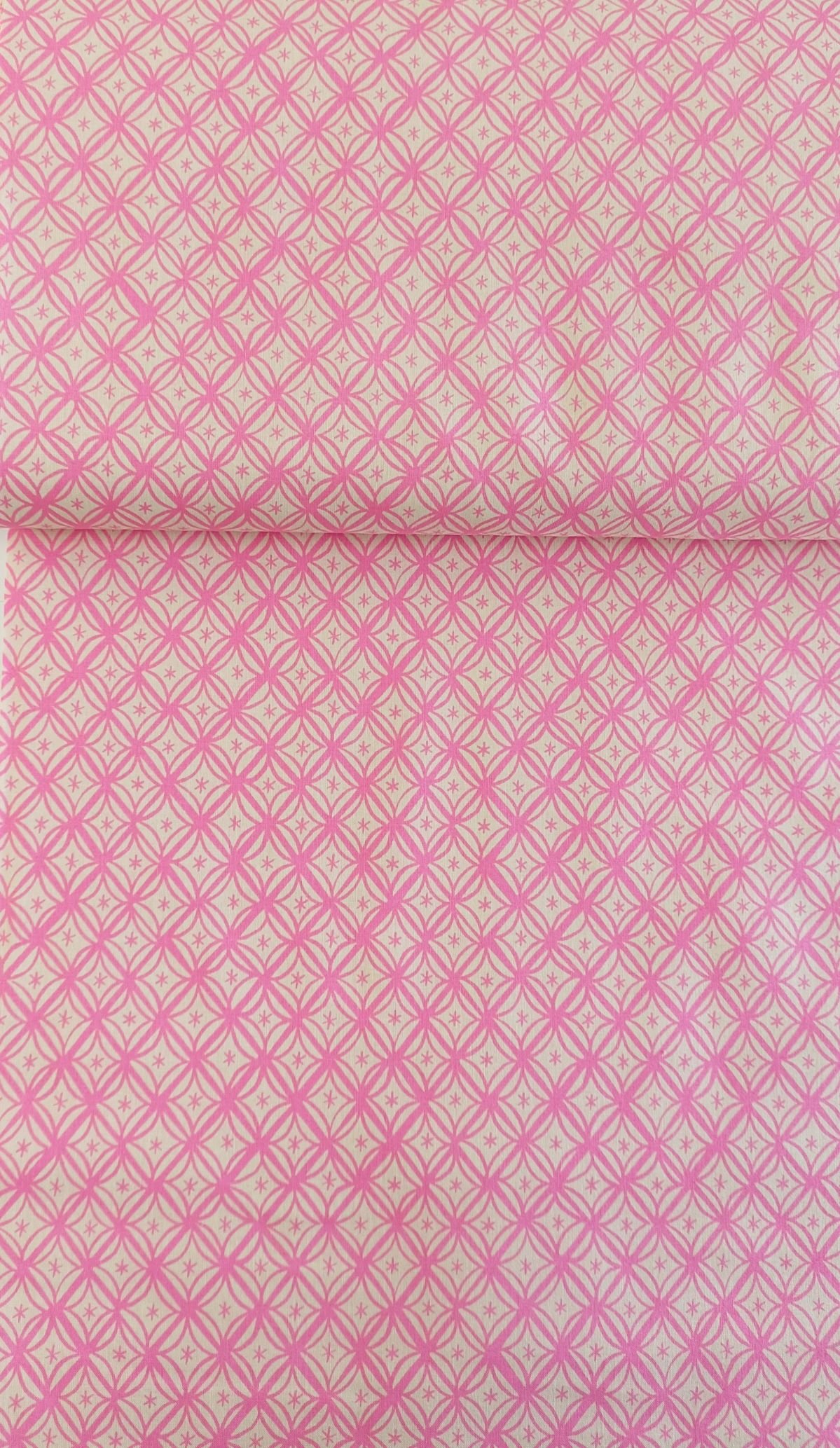 algodón de rombos y estrellas rosa