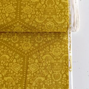 Algodón americano casita folk mostaza