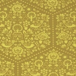 Algodón americano casita folk mostaza