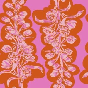 Algodón americano rosa y naranja con delfinios