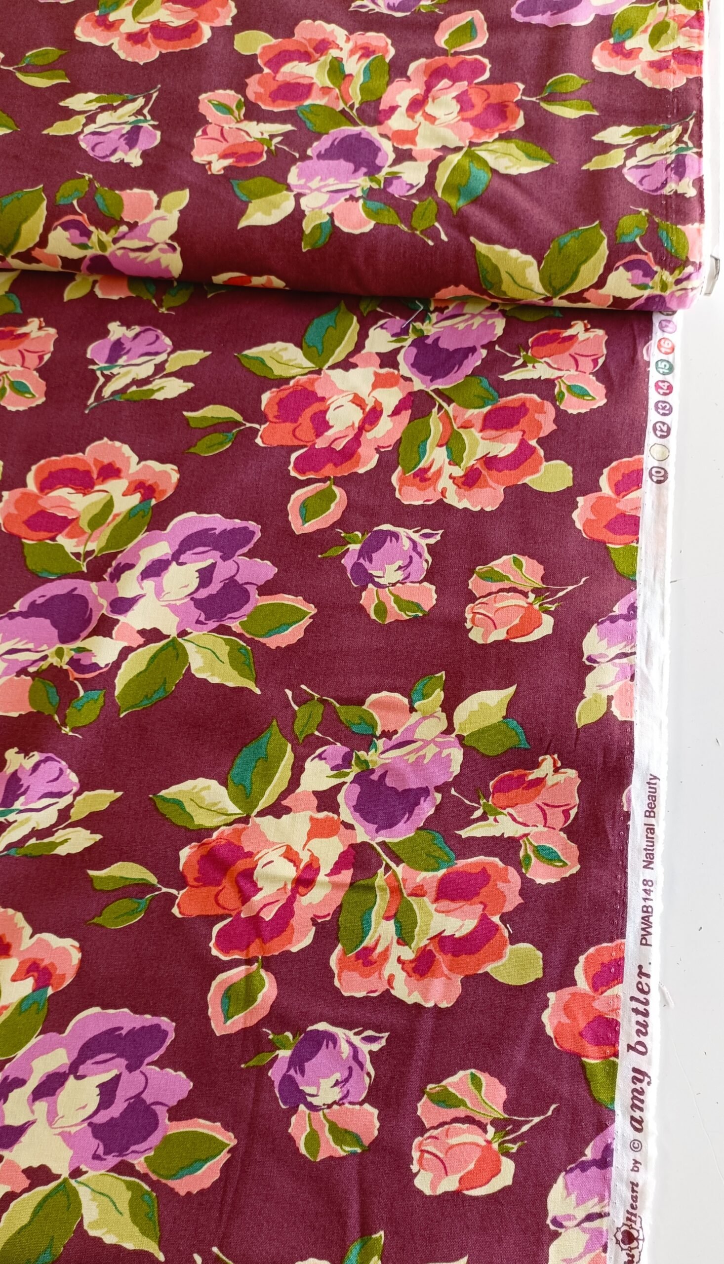 Algodón americano burdeos con flores - Imagen 3