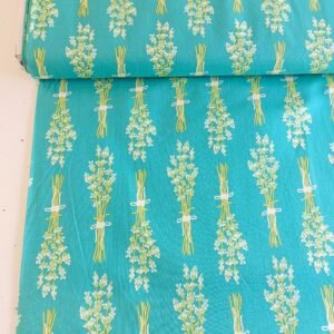 Algodón americano verde con ramos de flores