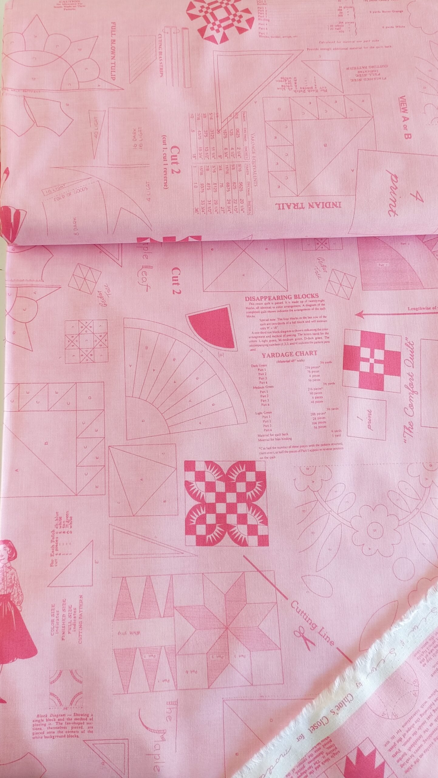 Algodón americano rosa moldes de patchwork - Imagen 5