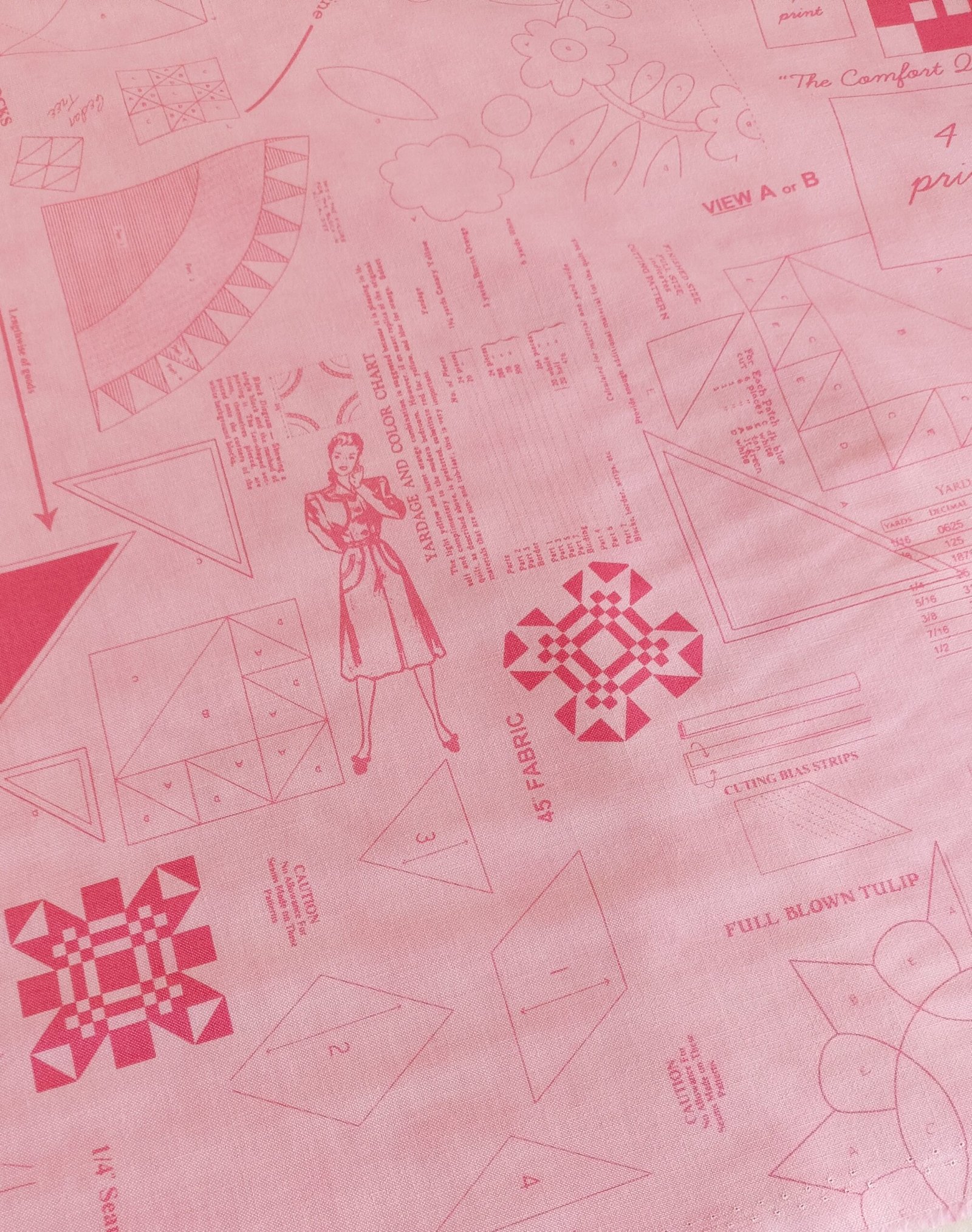 Algodón americano rosa moldes de patchwork - Imagen 3