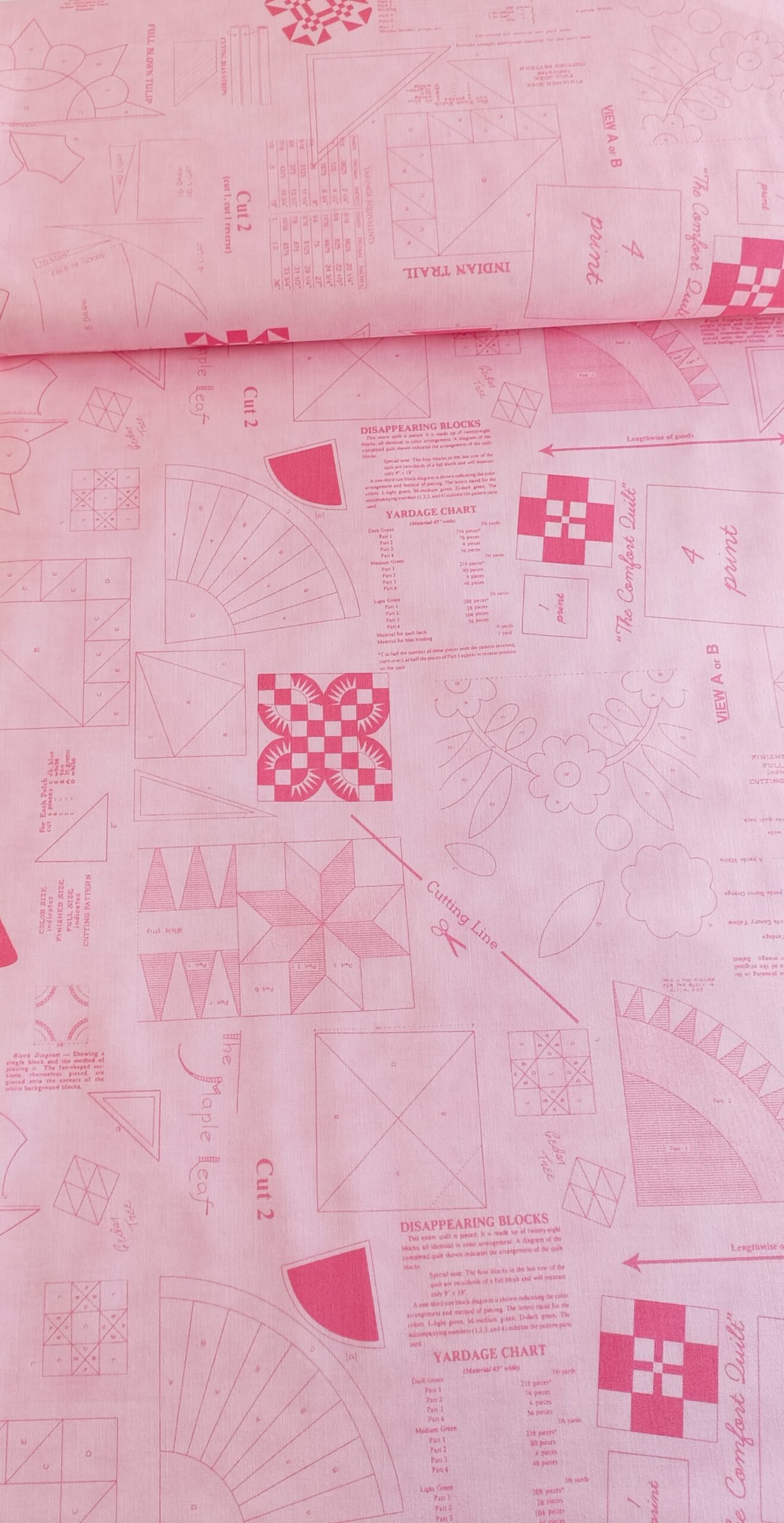 Algodón americano rosa moldes de patchwork - Imagen 2