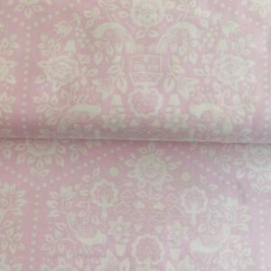 Algodón americano casita folk rosa