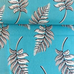 Algodón americano azul con hojas grises estilo cottage