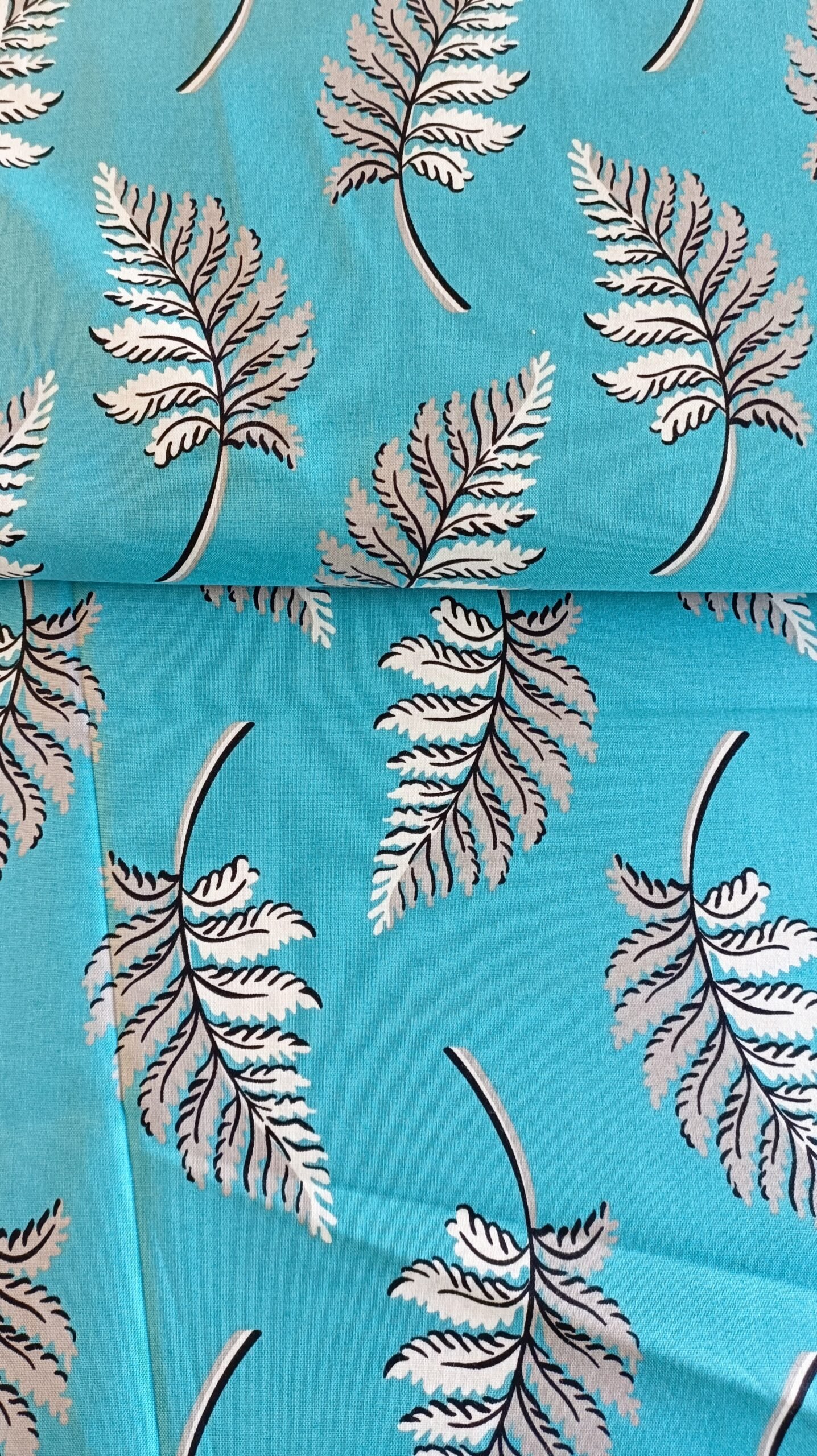 Algodón americano azul con hojas grises estilo cottage - Imagen 2