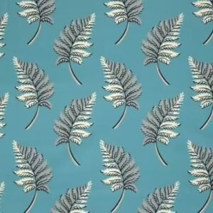 Algodón americano azul con hojas grises estilo cottage