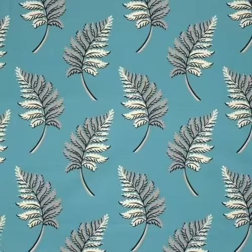 tela azul con hojas grises estilo inglés