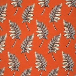 Algodón americano naranja con hojas grises estilo cottage