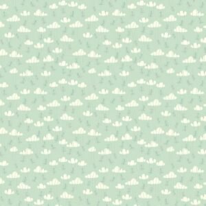 Algodón americano verde agua con nubes y columpios