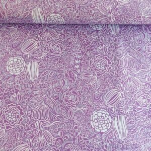 Algodón americano morado con flores azules