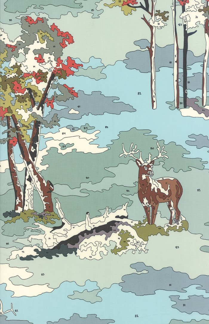 tela de algodón bosque alpino