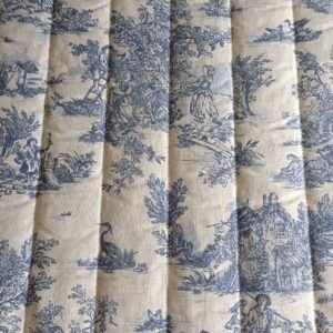Acolchado reversible toile de jouy y rayas azul
