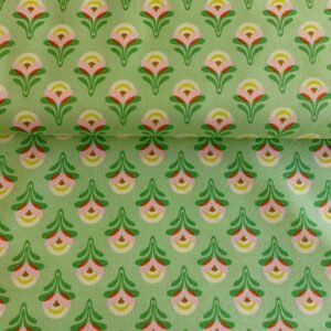 Algodón americano verde con flores de ranúnculo