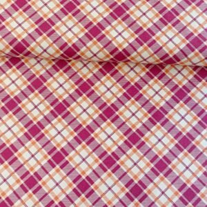Algodón americano cuadros tartán fucsia y naranja