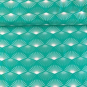 Algodón americano verde con abanicos blancos