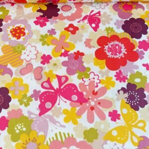 Sarga Japonesa de flores de cerezo y mariposas