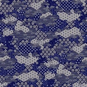 tela de algodón estilo japonés de nubes en azul